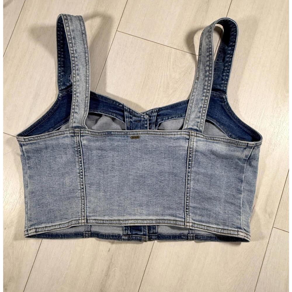 O'Neil Delphina Sleeveless Denim Cropped Top Sweetheart Neckline Size XL - Picture 2 of 11
